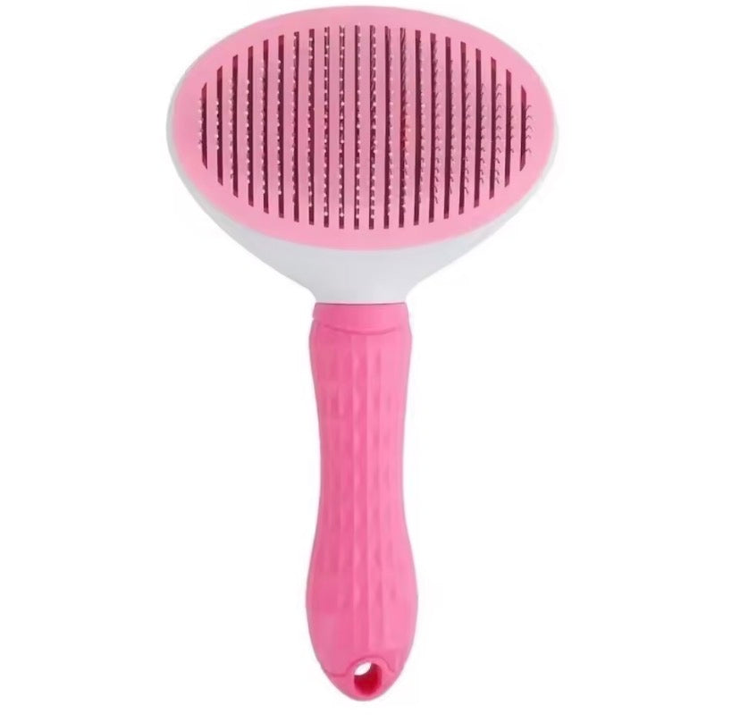 Self cleaning slicker pet brush