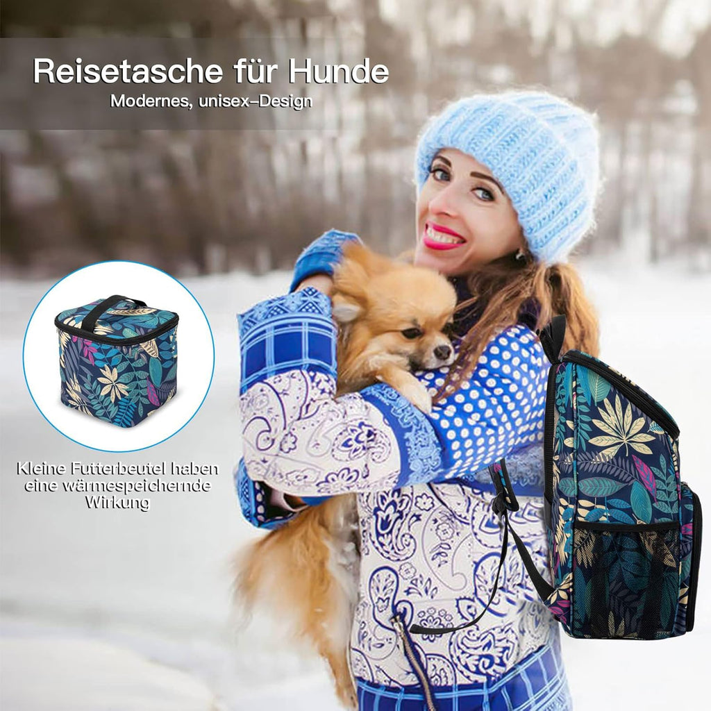 丨Dog Travel Bag, Airline Approved Pet Supplies Backpack, Dog Travel Backpack with 2 Silicone Collapsible Bowls and 2 Food Baskets