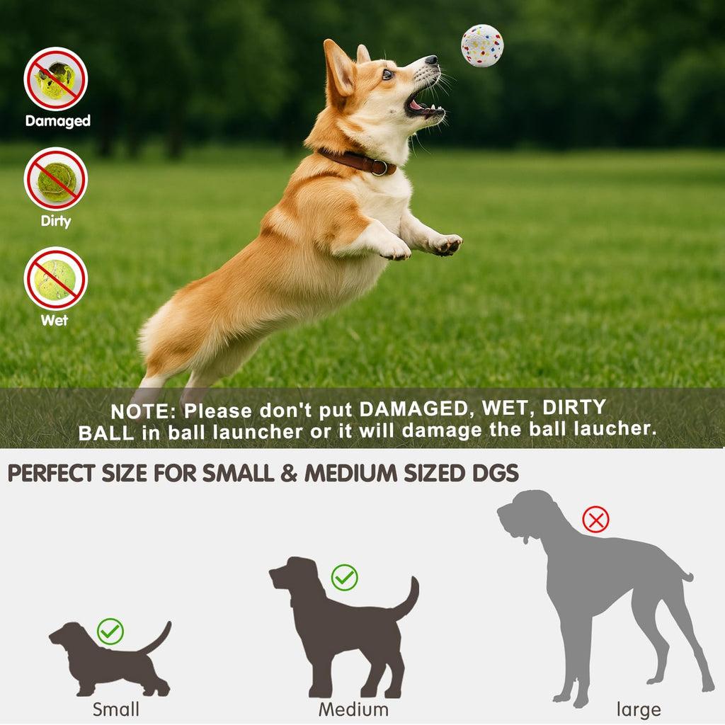 Automatic Dog Ball Launcher with 6 ETPU Tennis Balls, Dog Ball Thrower for Small & Medium Dogs, 3 Adjustable Distance 19-45FT, Interactive Dog Toy Ball Throwing Machine for Indoor/Outdoor
