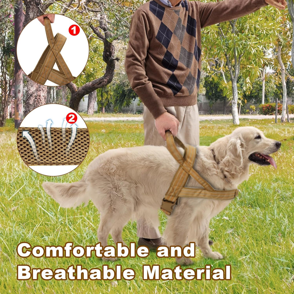 Dog Harness, Anti-Pull Harness, Reflective Dog Harness for Medium Large Dogs, Adjustable Dog Harness with Soft Padded, Breathable Chest Harness for Walking, Running (M)