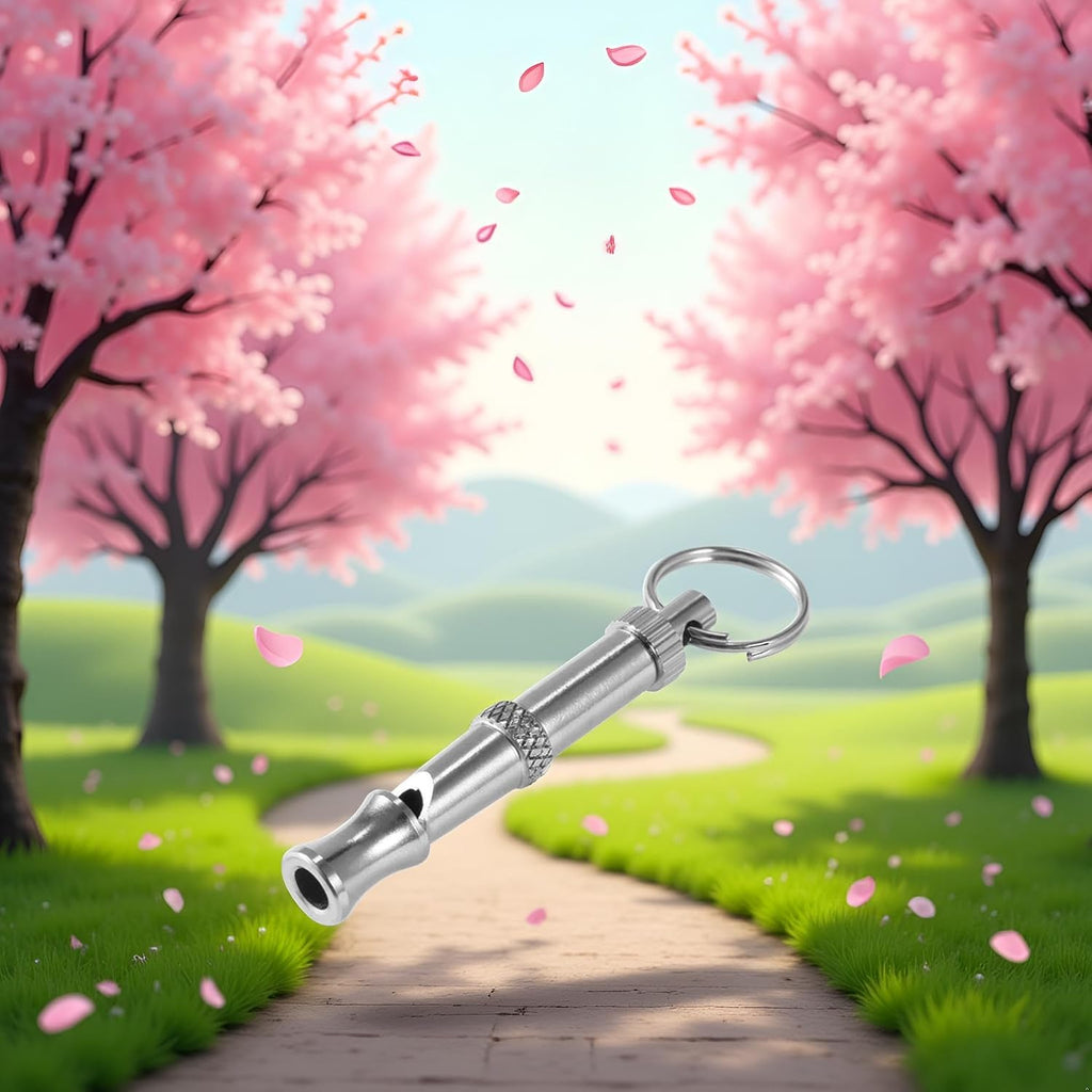 Silver Pets Whistle Adjustable Pet Training Sound Control Stainless Steel Puppy Bark Whistles with Suspendable Key Chain Dogs