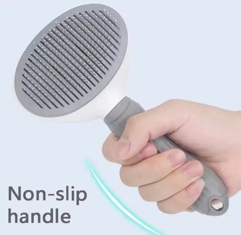 Self cleaning slicker pet brush