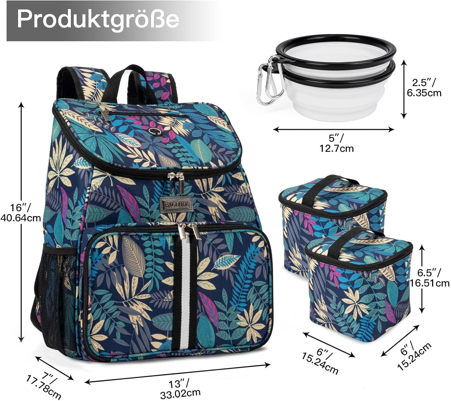 丨Dog Travel Bag, Airline Approved Pet Supplies Backpack, Dog Travel Backpack with 2 Silicone Collapsible Bowls and 2 Food Baskets
