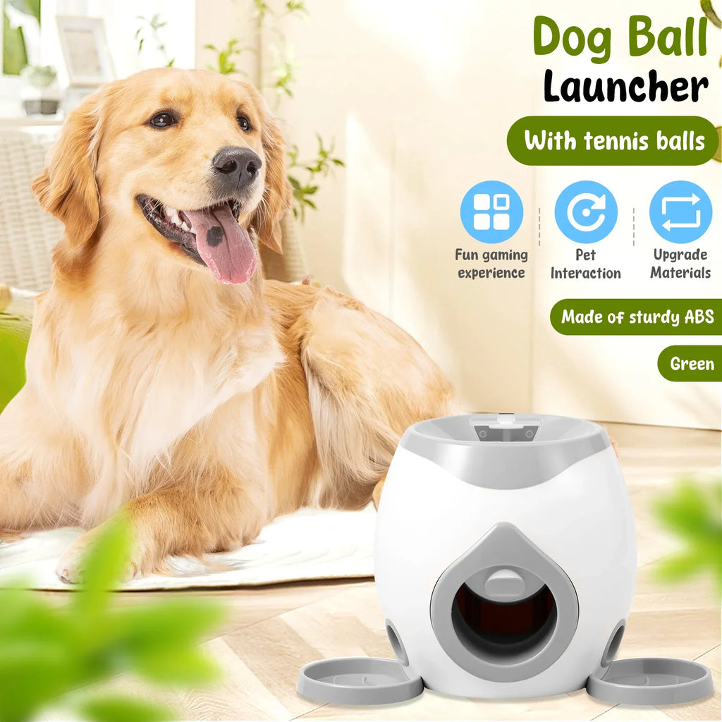 Dog Tennis Ball Launcher Dogs Interactive Puppy Ball Thrower Machine Automatic Treat Dispenser Training Toys for Indoor Outdoor