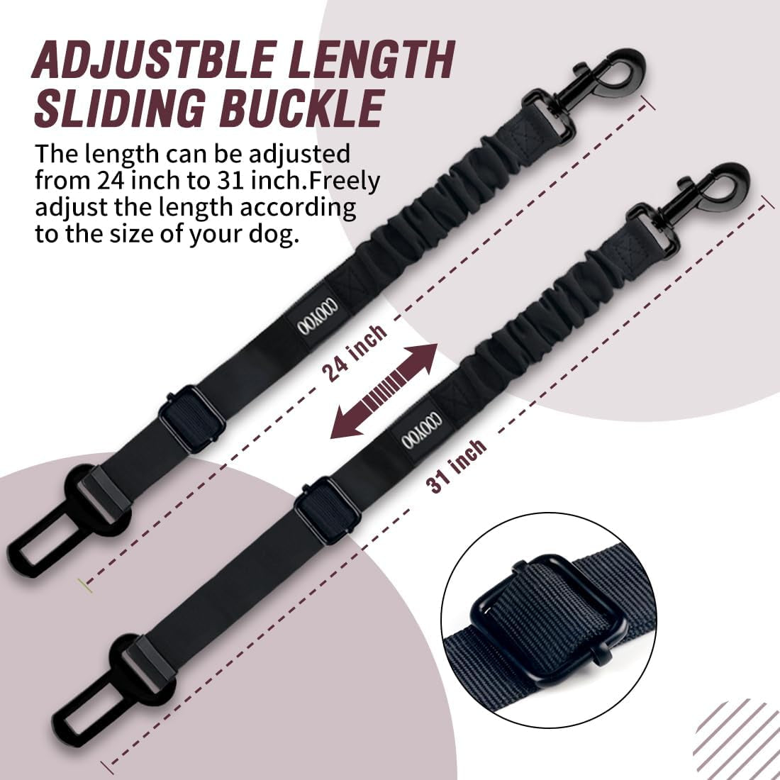Dog Seat Belt,3 Piece Set Retractable Dog Car Adjustable Seatbelts for Vehicle Nylon Pet Safety Heavy Duty & Elastic & Durable Car Harness for Dogs