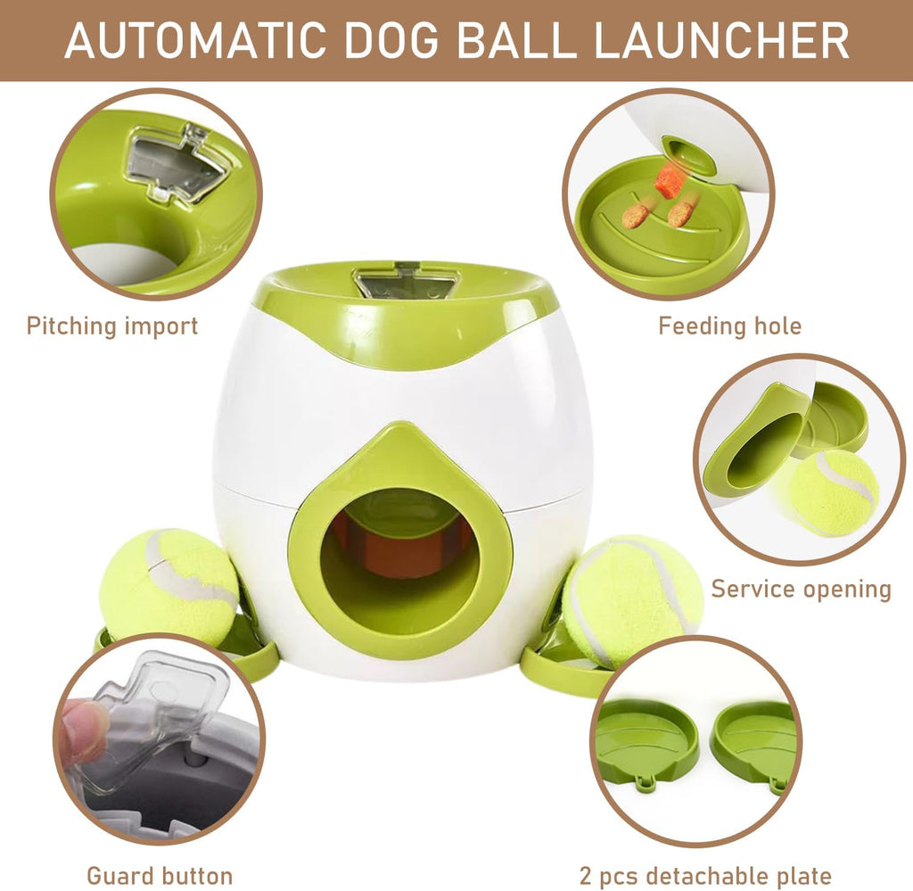Automatic Dog Ball Launcher,Automatic Dog Ball Reward,Dog Food Reward Machine Interactive Pet Toy Smart Feeder Dog Ball Rolling Machine for Cats,Dogs(Green)