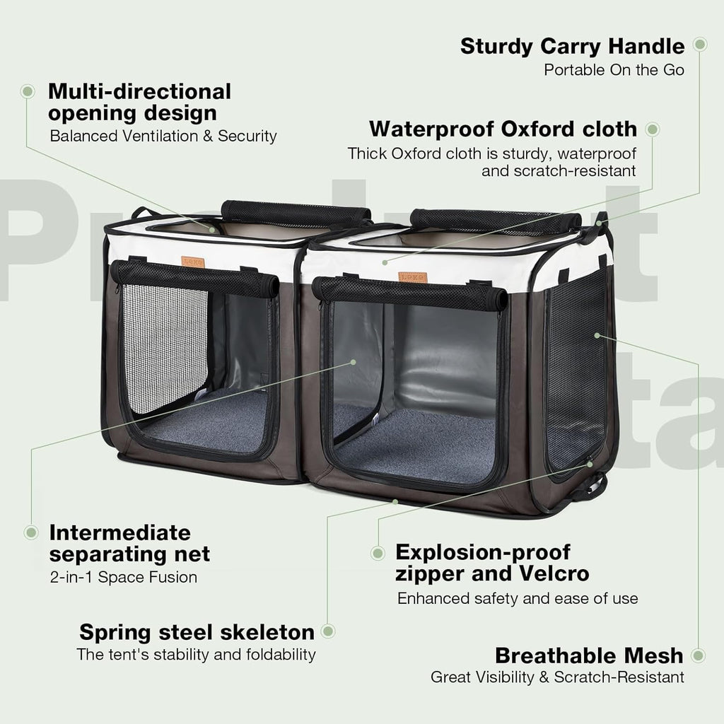 Dog Playpen, Dog Tent Crates Cage Indoor/Outdoor, Portable Pop up Dog Kennel Playpen with Zipper Top/Side Cover Door,Puppy Dog/Cat Indoor Outdoor Travel Camping Use,Brown…