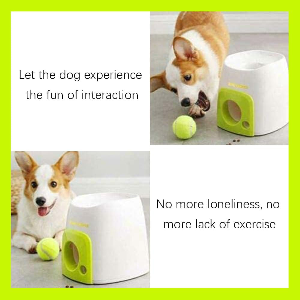 Automatic Ball Launcher,Food Reward Machine,Pet Leaky Food Device,Dog Ball Thrower,Reward Machiner with 2Pcs Tennis,Treat Dispenser,For Small and Medium Dogs