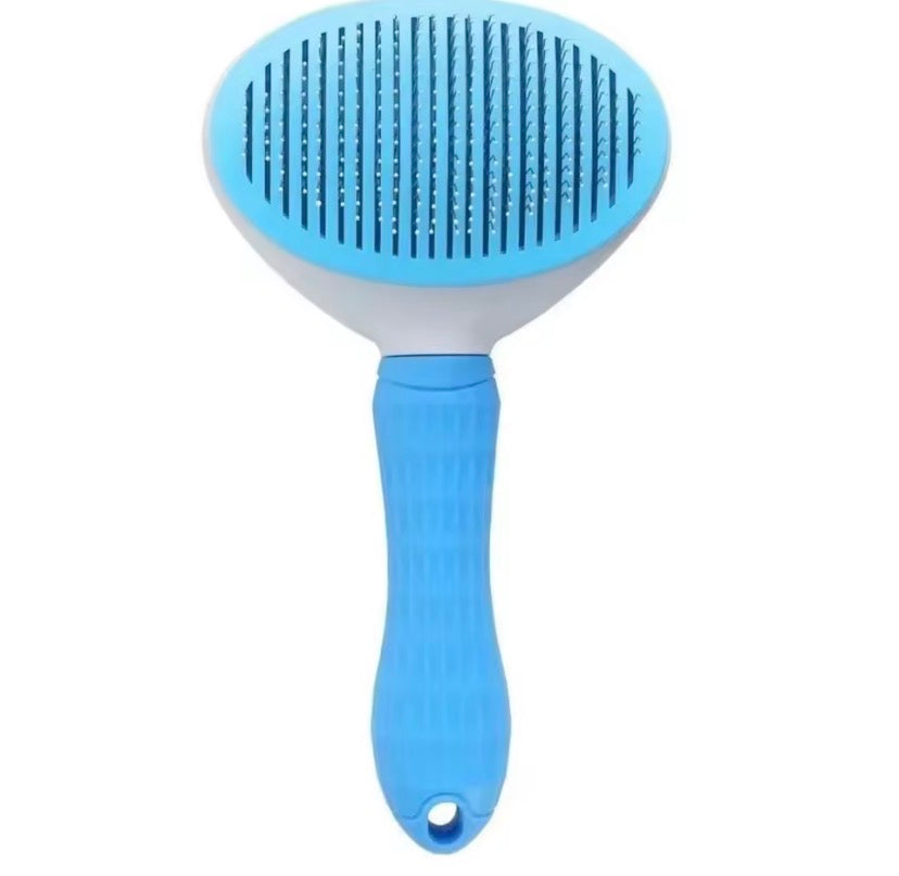 Self cleaning slicker pet brush