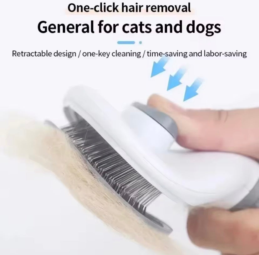 Self cleaning slicker pet brush