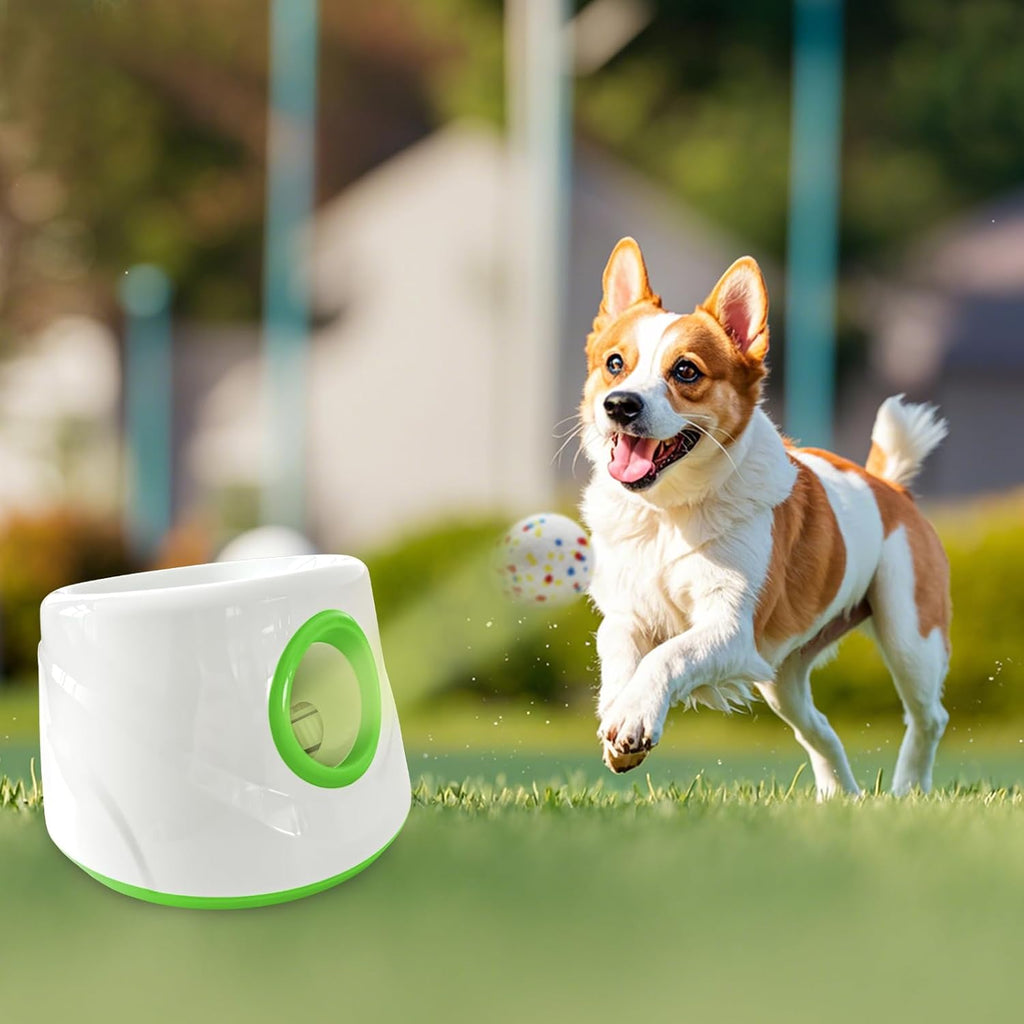 Automatic Dog Ball Launcher with 6 ETPU Tennis Balls, Dog Ball Thrower for Small & Medium Dogs, 3 Adjustable Distance 19-45FT, Interactive Dog Toy Ball Throwing Machine for Indoor/Outdoor