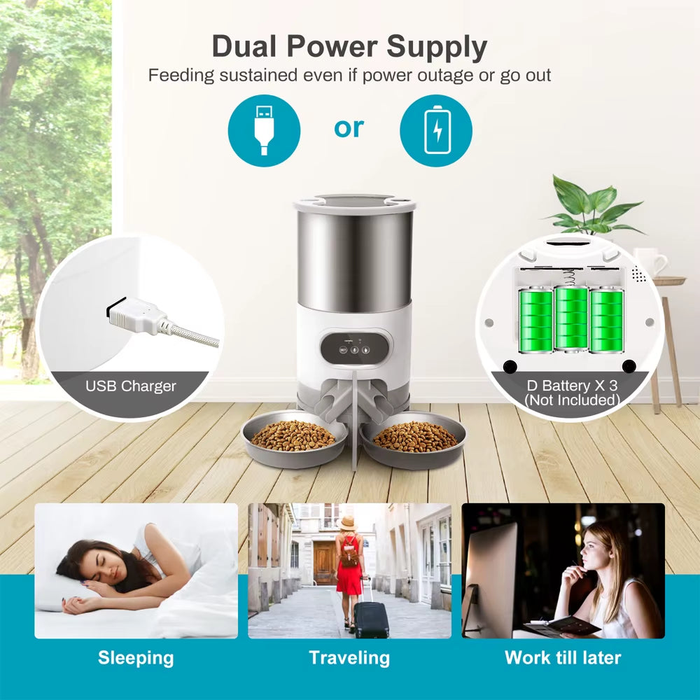 4.5L WIFI APP Automatic Pet Feeder Dry Food Dispenser Voice Recorder Timer Feeding Vending for Large Cats Dogs Smart Pet Bowl