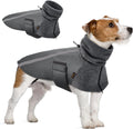 Winter Dog Coat, Warm Polar Fleece Lining Doggie Outdoor Jacket with Turtleneck Scarf Reflective Stripe Adjustable Waterproof Windproof Puppy Vest Soft Pet Outfits (Small, Grey)