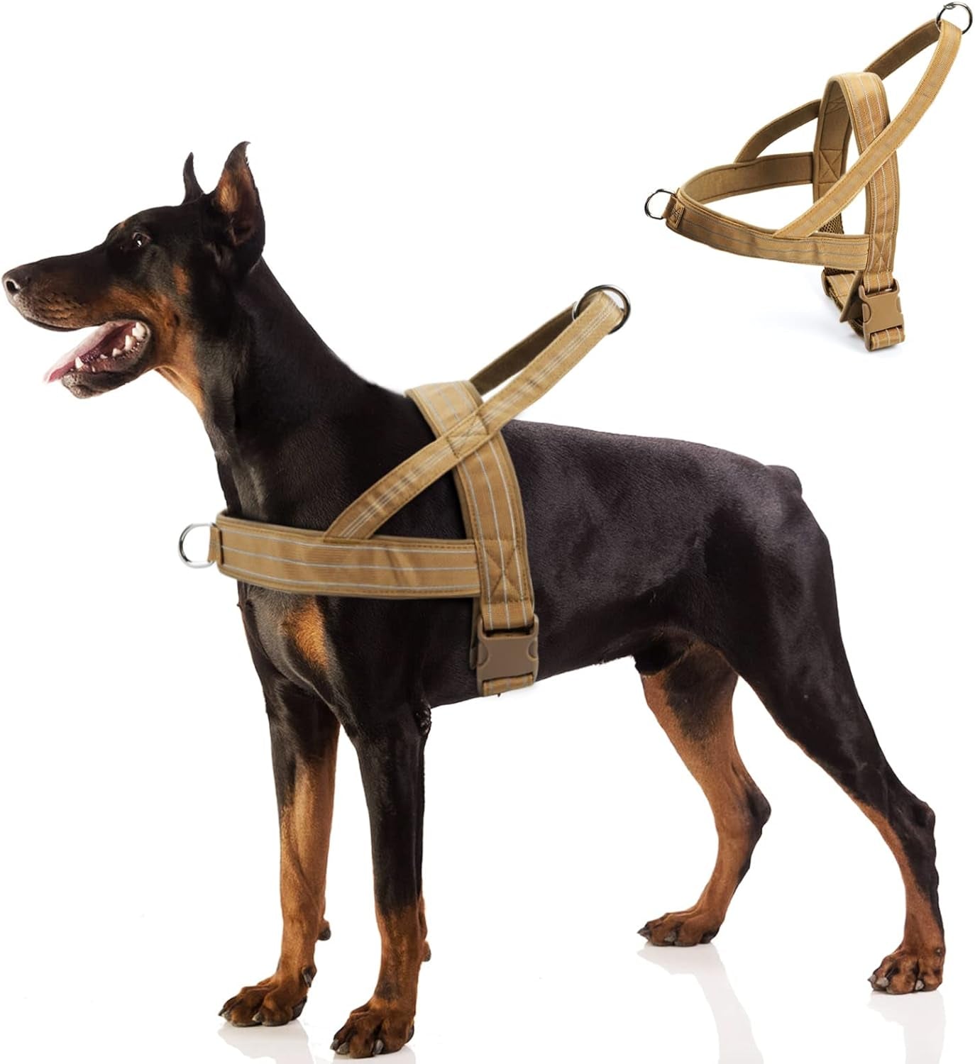 Dog Harness, Anti-Pull Harness, Reflective Dog Harness for Medium Large Dogs, Adjustable Dog Harness with Soft Padded, Breathable Chest Harness for Walking, Running (M)