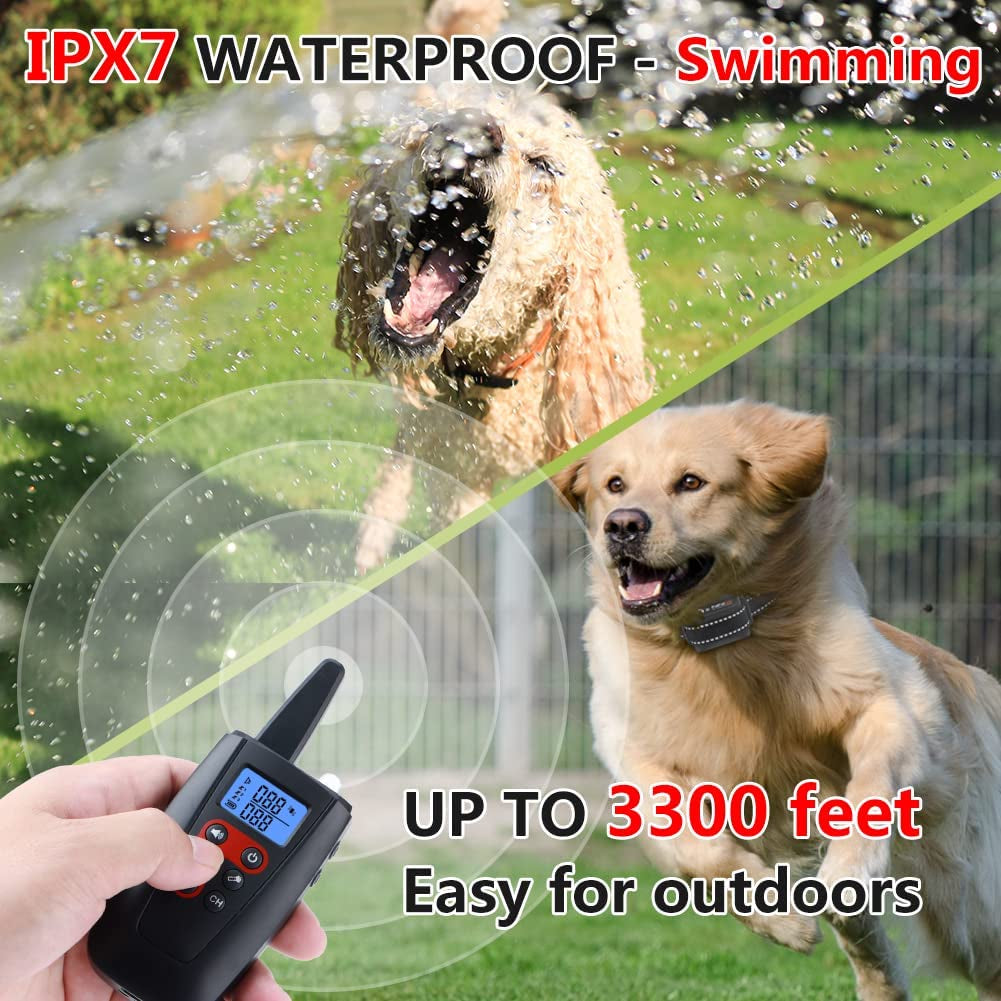 Dog Training Collar, No Shock, 3300Ft Range, IPX7 Waterproof, Vibrating, Black, 8”-27”, 2 Count (Pack of 1), Small, Medium Dogs