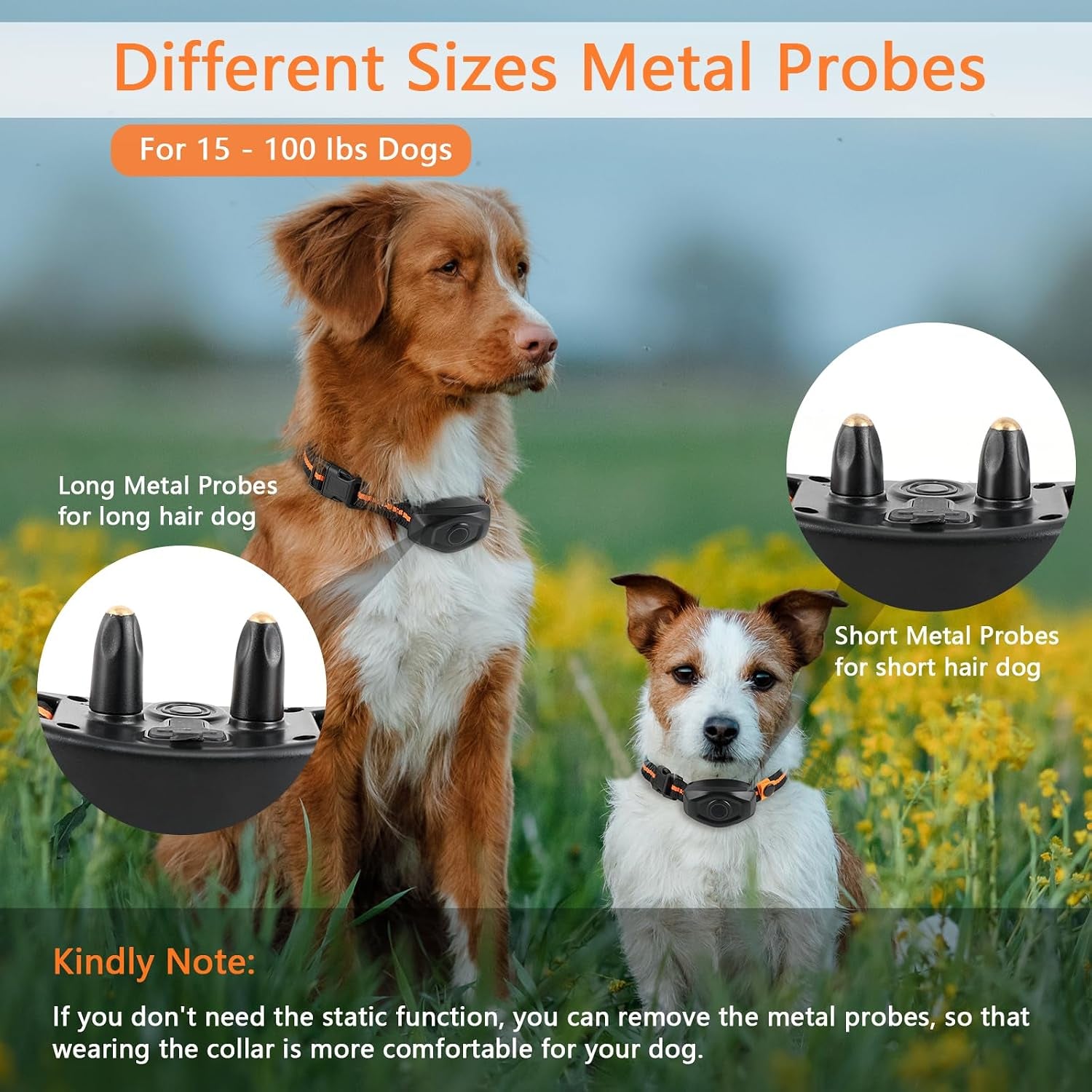 Dog Training Collar for 2 Dogs, 100% Waterproof Shock Collar with Remote Range 1300Ft, 3 Training Modes, Beep, Vibration, Shock, Rechargeable Electric Shock Collar for Small Medium Large Dogs