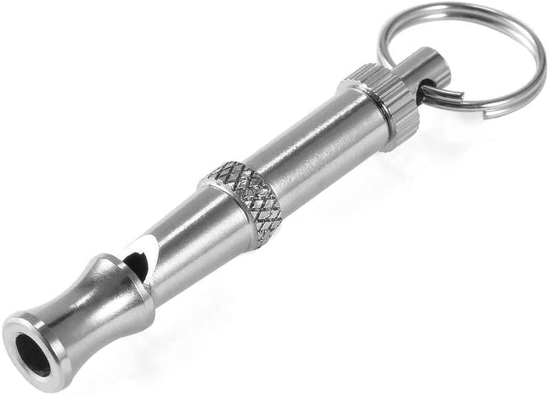 Silver Pets Whistle Adjustable Pet Training Sound Control Stainless Steel Puppy Bark Whistles with Suspendable Key Chain Dogs