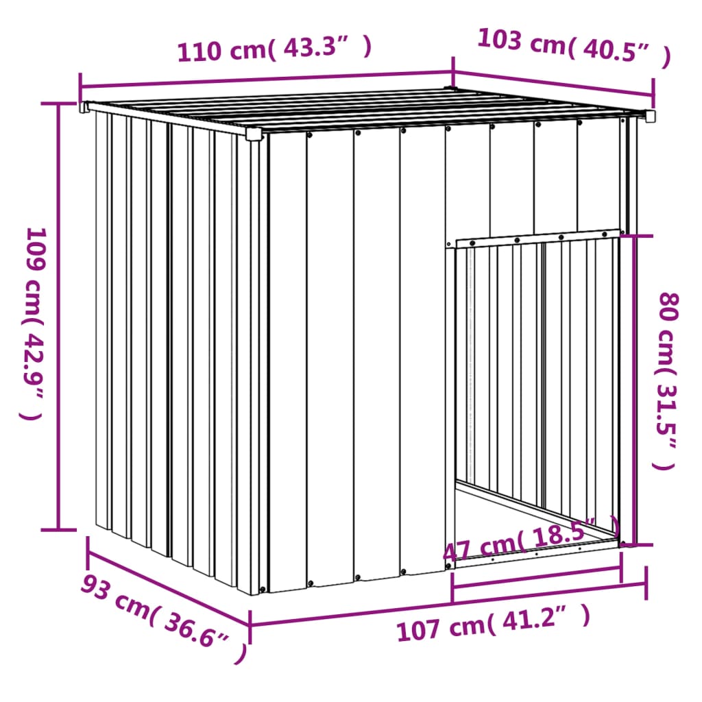 NNEVL Dog House with Roof Anthracite 110x103x109 cm Galvanised Steel