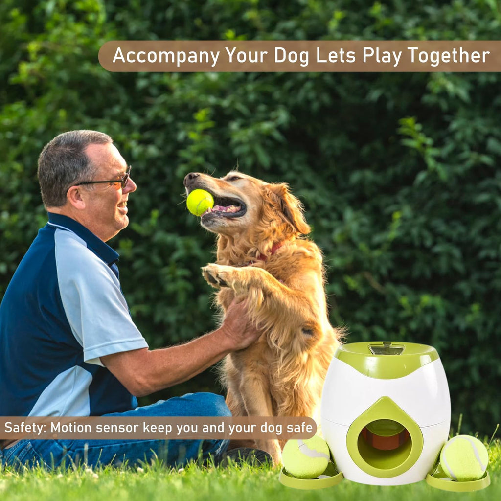 Automatic Dog Ball Launcher,Automatic Dog Ball Reward,Dog Food Reward Machine Interactive Pet Toy Smart Feeder Dog Ball Rolling Machine for Cats,Dogs(Green)