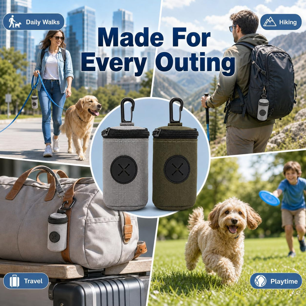 2 Pcs Dog Poop Bag Holder Dispenser, Hands-Free Waste Bag Pouch with Leash Clip, Lightweight Mesh Carrier for Dog Walking Hiking, Pet Owner Daily Park Walks