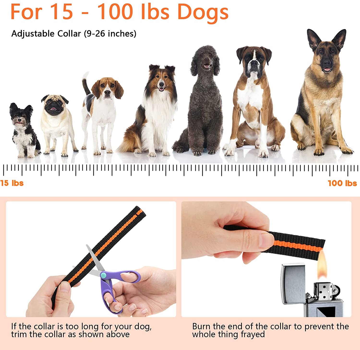 Dog Training Collar for 2 Dogs, 100% Waterproof Shock Collar with Remote Range 1300Ft, 3 Training Modes, Beep, Vibration, Shock, Rechargeable Electric Shock Collar for Small Medium Large Dogs