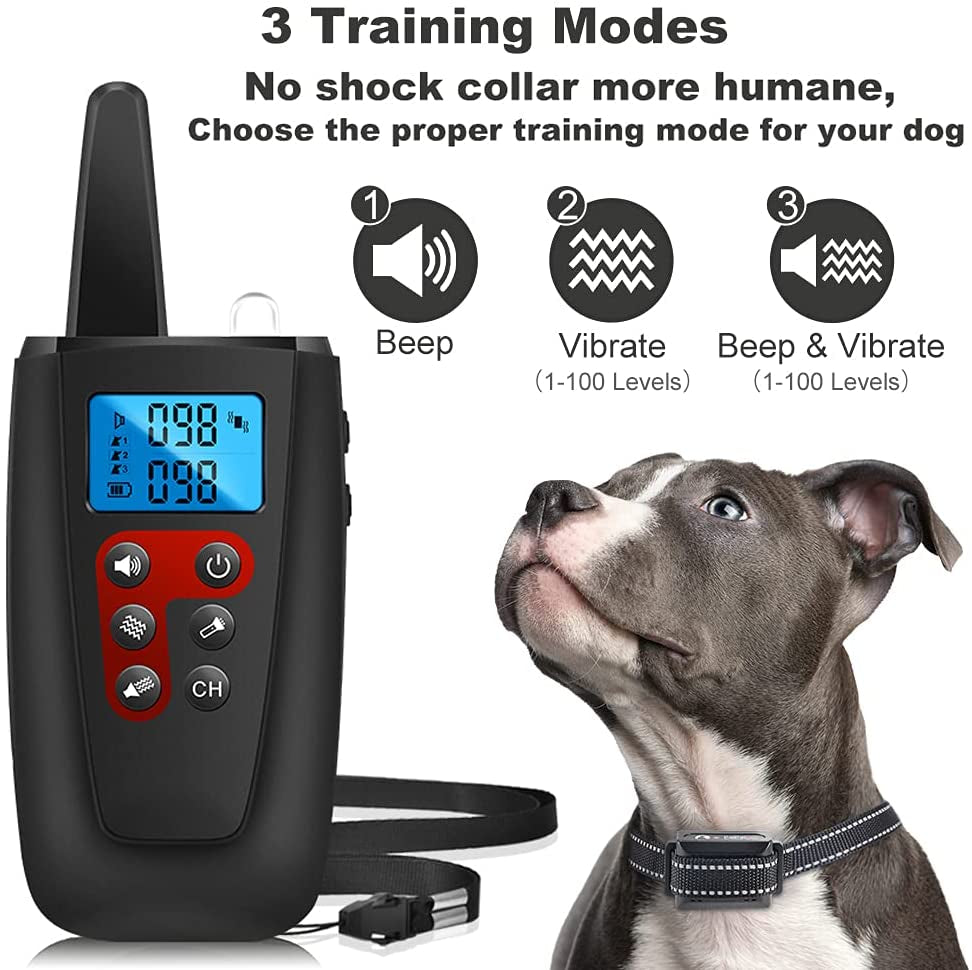 Dog Training Collar, No Shock, 3300Ft Range, IPX7 Waterproof, Vibrating, Black, 8”-27”, 2 Count (Pack of 1), Small, Medium Dogs