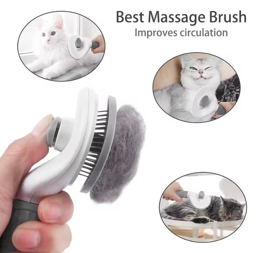 Self cleaning slicker pet brush