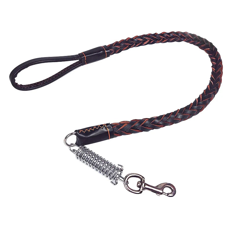 Heavy and Duty Large Dog Leash Genuine Leather Braided Dog Training Leash for Shepherd Bulldog Labrador Gold Retriever Pet Leads