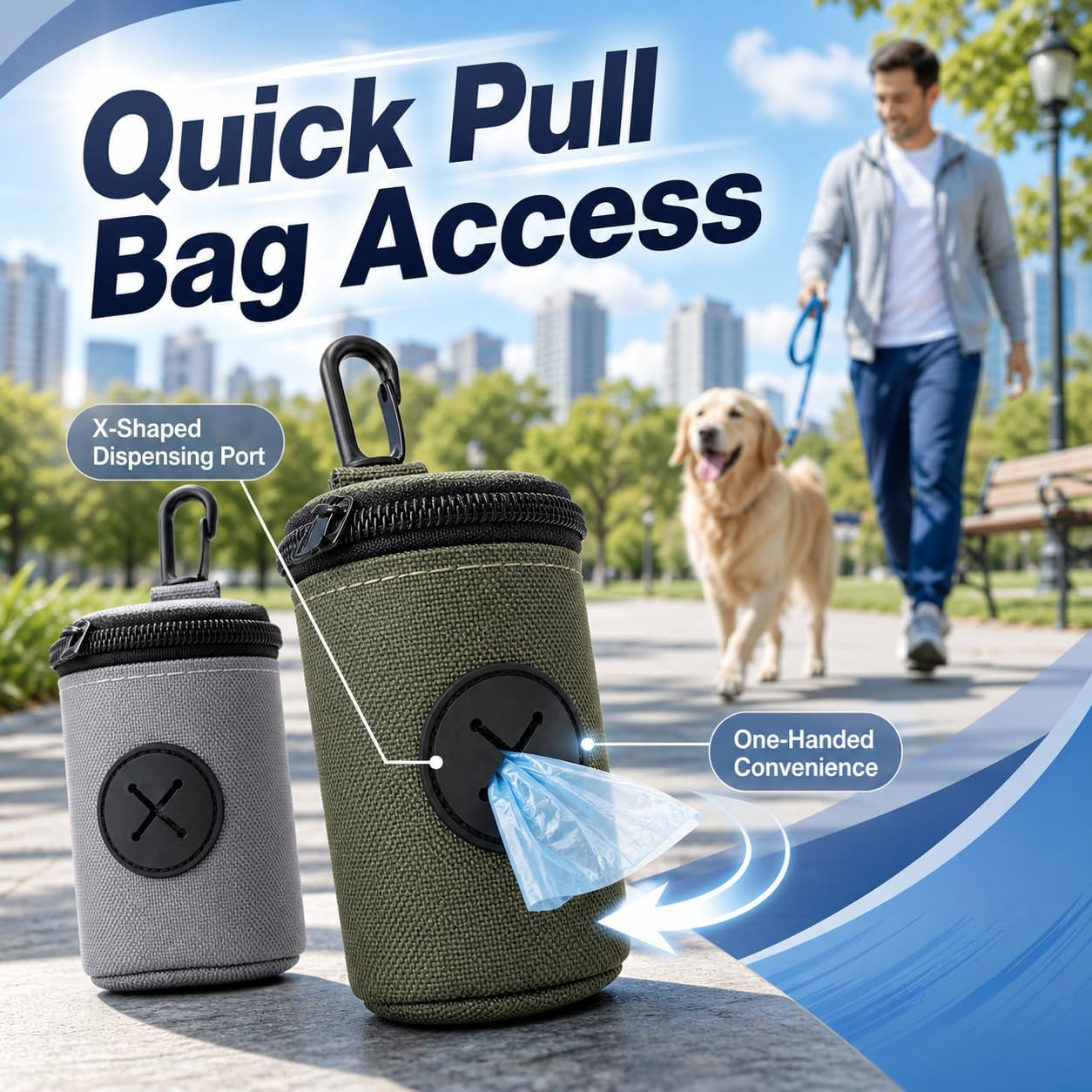 2 Pcs Dog Poop Bag Holder Dispenser, Hands-Free Waste Bag Pouch with Leash Clip, Lightweight Mesh Carrier for Dog Walking Hiking, Pet Owner Daily Park Walks
