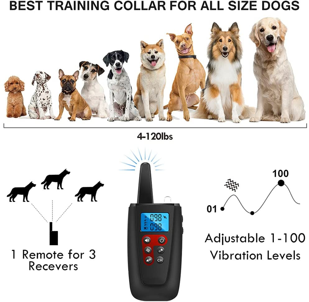 Dog Training Collar, No Shock, 3300Ft Range, IPX7 Waterproof, Vibrating, Black, 8”-27”, 2 Count (Pack of 1), Small, Medium Dogs