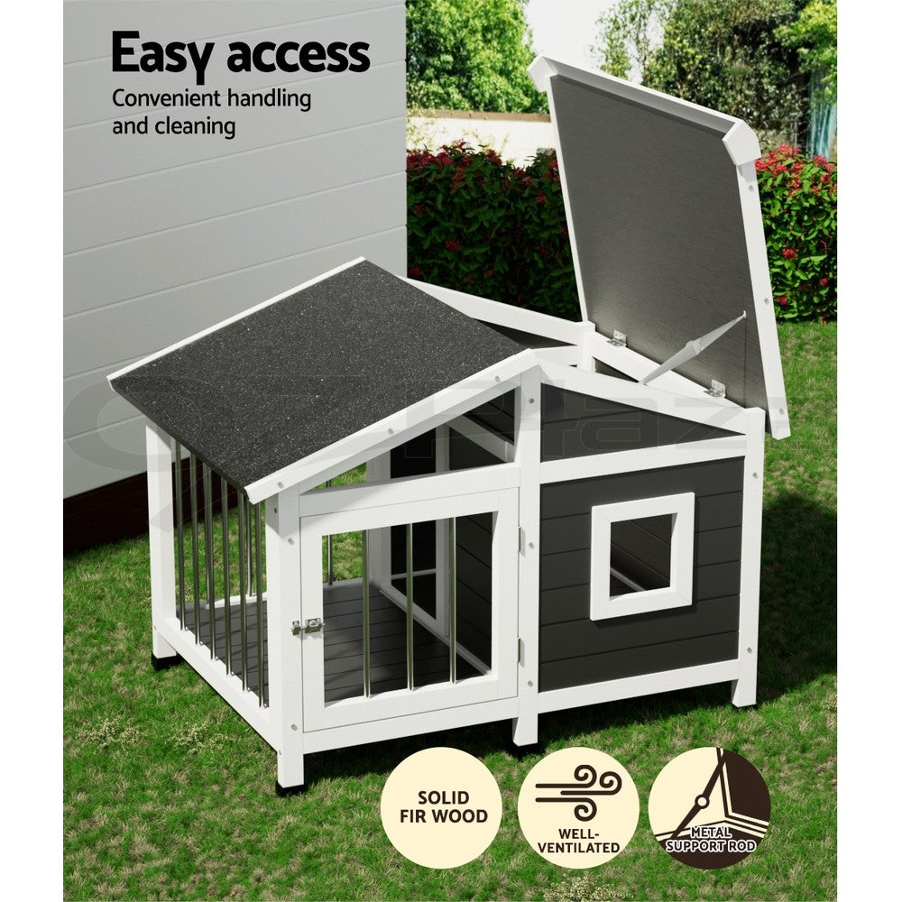 I.Pet Dog Kennel House Large Wooden Outdoor Pet Kennels Indoor Puppy Cabin Home
