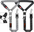 Removable Dog Seat Belt Harness for Car, 3 in 1 Pet Seatbelt Leash | Retractable Headrest-Mounted,Restraint & Adjustable Reflective Bungee Dog Seatbelt Tether,Grey and Black