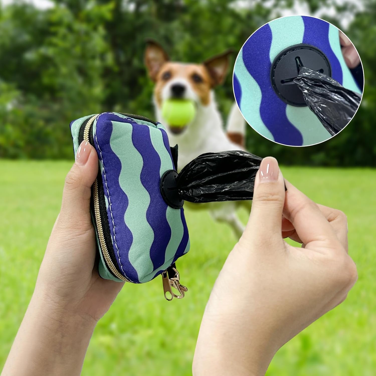 Dog Waste Bag Dispenser, Portable Waste Bag Dispenser, Dog Waste Bag Dispenser with Zip, Pet Waste Bag Dispenser for Dogs, for Walking the Dog, Running, Hiking