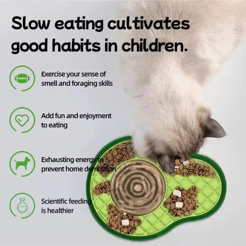 Pet Supplies Slow Food Bowl Cat Anti-Knockover Anti-Slip Food Bowl Puppy Anti-Choking Silicone Toy Food Plate