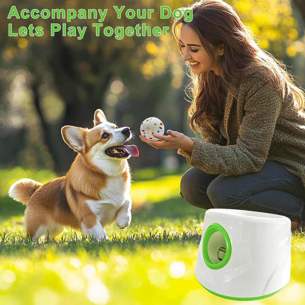 Automatic Dog Ball Launcher with 6 ETPU Tennis Balls, Dog Ball Thrower for Small & Medium Dogs, 3 Adjustable Distance 19-45FT, Interactive Dog Toy Ball Throwing Machine for Indoor/Outdoor