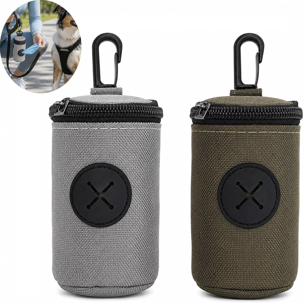 2 Pcs Dog Poop Bag Holder Dispenser, Hands-Free Waste Bag Pouch with Leash Clip, Lightweight Mesh Carrier for Dog Walking Hiking, Pet Owner Daily Park Walks