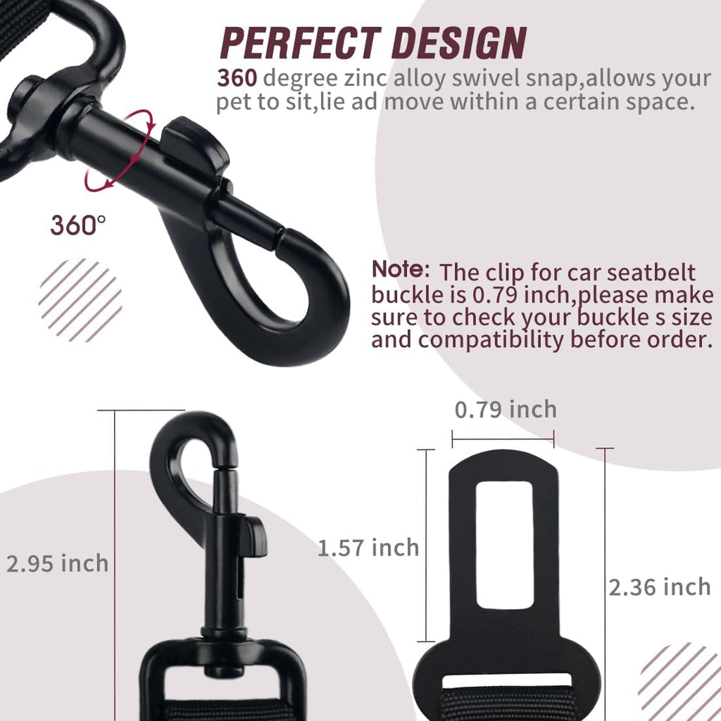 Dog Seat Belt,3 Piece Set Retractable Dog Car Adjustable Seatbelts for Vehicle Nylon Pet Safety Heavy Duty & Elastic & Durable Car Harness for Dogs