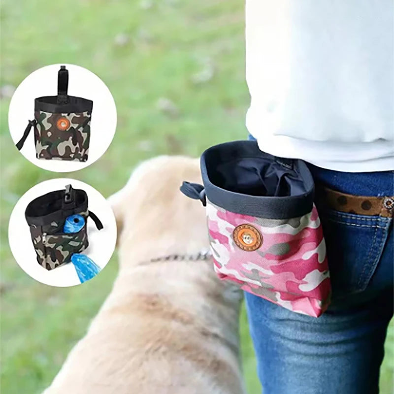 Pet Dog Training Pouch, Portable Dog Food Waist Bag Pack Dog Walking Treat Bag with Adjustable Elastic Buckle Pet Snack Bag