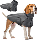 Winter Dog Coat, Warm Polar Fleece Lining Doggie Outdoor Jacket with Turtleneck Scarf Reflective Stripe Adjustable Waterproof Windproof Puppy Vest Soft Pet Outfits (Medium, Grey)