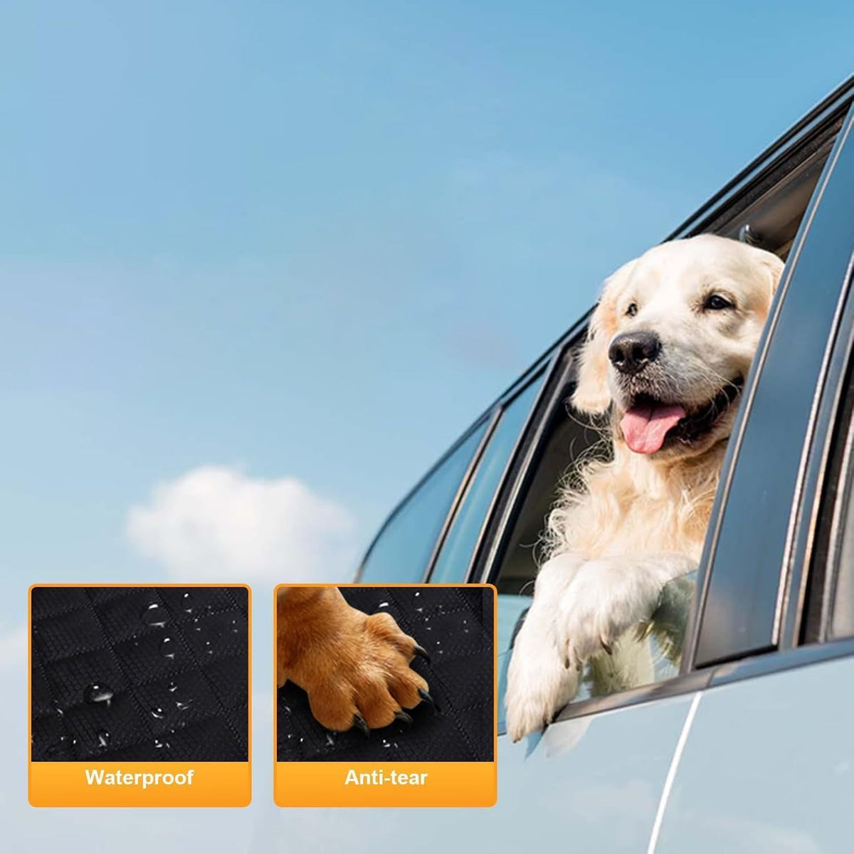Dog Car Seat Cover for Back Seat, Hard Bottom Back Seat Extender for Dogs, Holds 420Lbs, Durable Waterproof Pet Car Bed Dog Hammock for Suv/Car/Small Truck (Black)